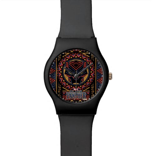 Black Panther  Panther Head Tribal Pattern Wrist Watch