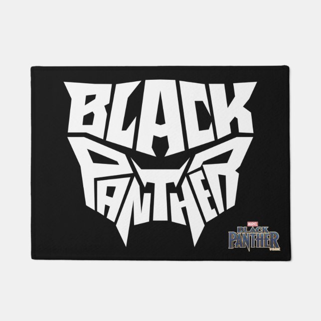 Black Panther | Panther Head Typography Graphic Doormat (Front)