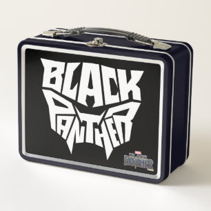 Black Panther Panther Head Typography Graphic Metal Lunch Box