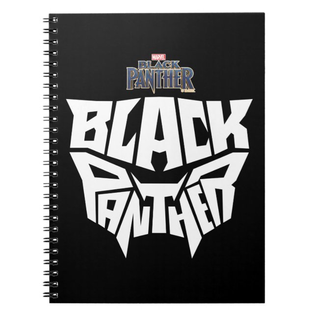 Black Panther | Panther Head Typography Graphic Notebook (Front)