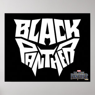 Black Panther Panther Head Typography Graphic Poster