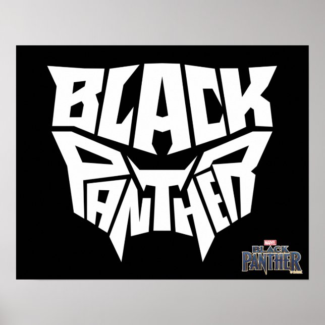 Black Panther | Panther Head Typography Graphic Poster (Front)