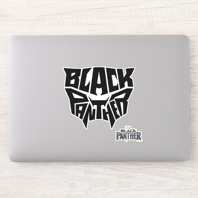 Black Panther | Panther Head Typography Graphic Sticker (Computer)