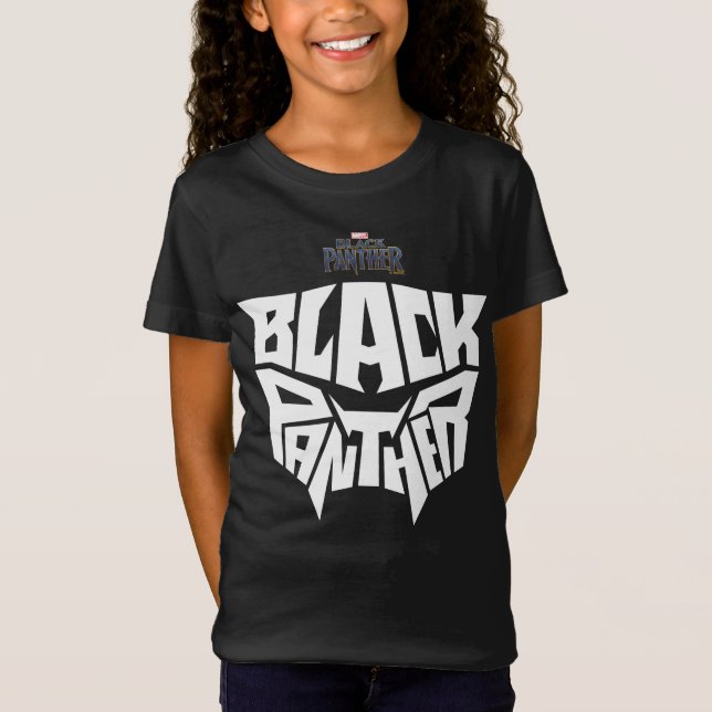 Black Panther | Panther Head Typography Graphic T-Shirt (Front)