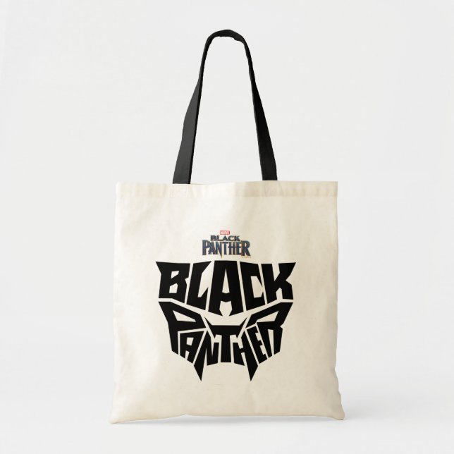 Black Panther | Panther Head Typography Graphic Tote Bag (Front)