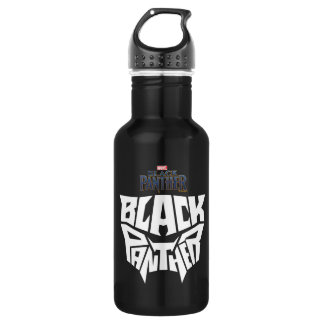 Black Panther | Panther Head Typography Graphic Water Bottle