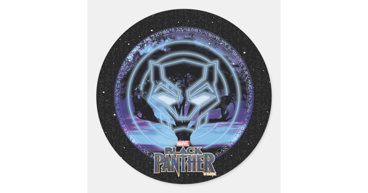 Black Panther Panther Symbol Wawa Tree Classic Round Sticker Zazzle Com