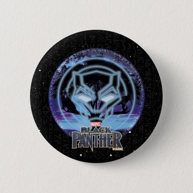 Black Panther | Panther Symbol & Wawa Tree Pinback Button (Front)