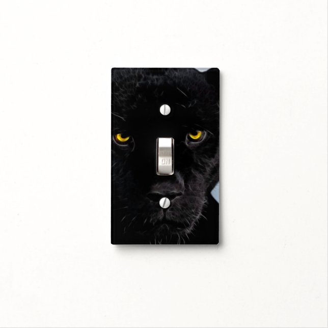 Black Panther Panthera Light Switch Cover (In Situ)