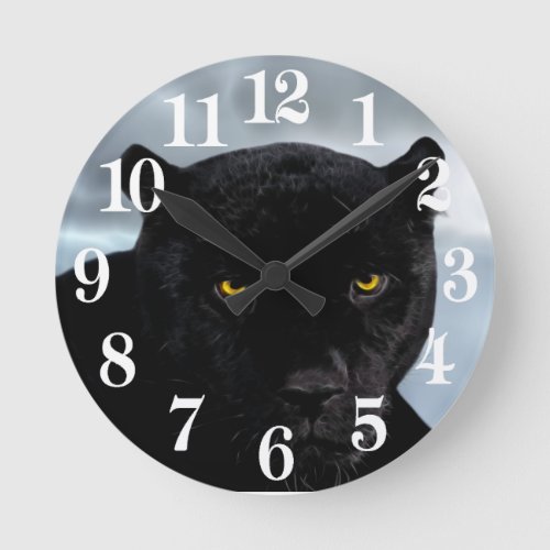 Black Panther Panthera Round Clock