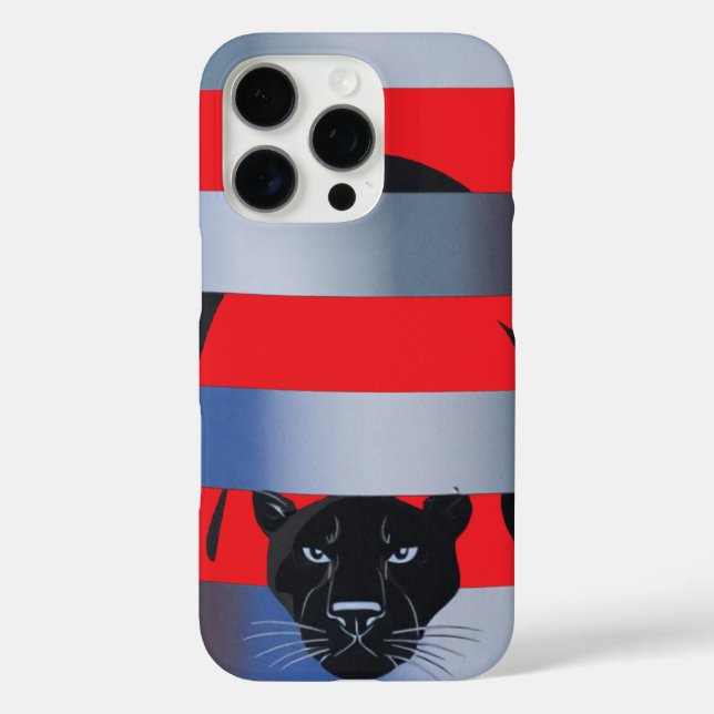 Black Panther Peeking Through Stripes – Sleek Mini Case-Mate iPhone Case (Back)