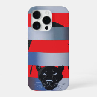 Black Panther Peeking Through Stripes – Sleek Mini iPhone 16 Pro Case
