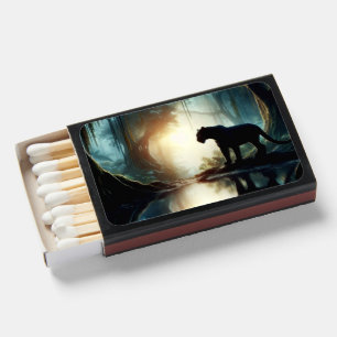 Black Panther Reflected in Pool of Water in Jungle Matchboxes