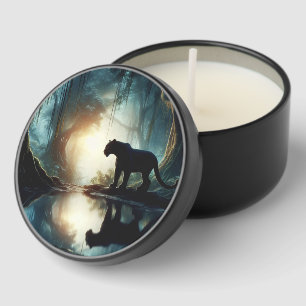 Black Panther Reflected in Pool of Water in Jungle Mini Candle Favors