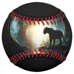 Black Panther Reflected in Pool of Water in Jungle Softball