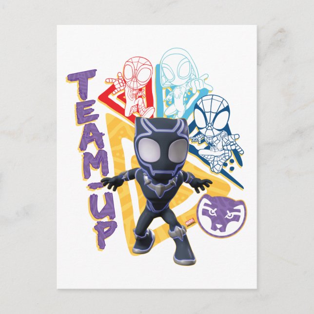 Black Panther & Spidey Team "Team-Up" Postcard (Front)