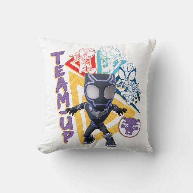Black Panther & Spidey Team "Team-Up" Throw Pillow (Front)