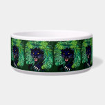 Black Panther Spirit of the Jungle Bowl<br><div class="desc">Roaring Beautiful Black Panther coming out from the Dense Vegetation of a Rainforeste,  with his claws out,  like a Jungle Dark Spirit. Vector illustration Copyright BluedarkArt.</div>