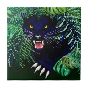 Black Panther Spirit of the Jungle Ceramic Tile