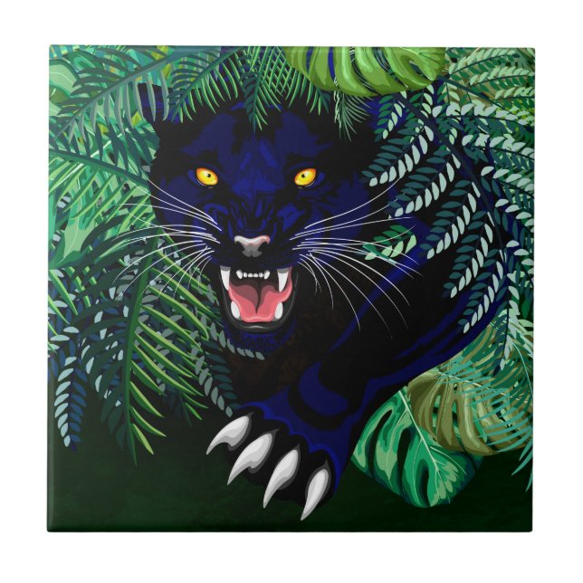 Black Panther Spirit of the Jungle Ceramic Tile (Front)