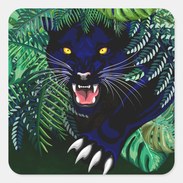 Black Panther Spirit of the Jungle Square Sticker (Front)
