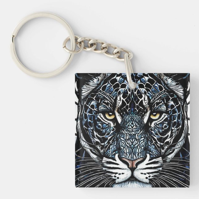 Black Panther stained glass Keychain (Front)