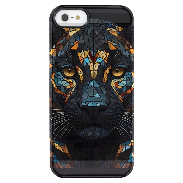 Black Panther Stained Glass Mosaic Uncommon iPhone Case (Back)
