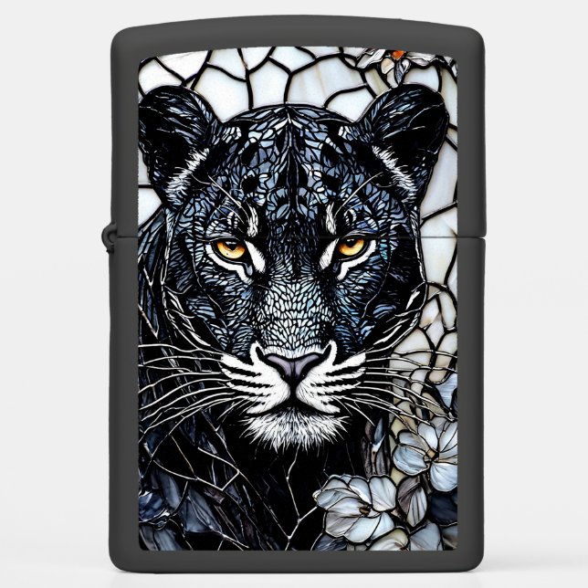 Black Panther stained glass Zippo Lighter (Front)