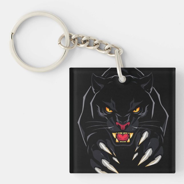 Black panther Stylish Jungle Safari Gift Accessory Keychain (Front)