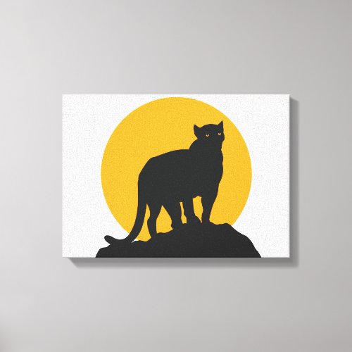 Black panther sunset silhouette canvas print