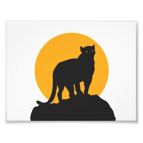 Black panther sunset silhouette photo print