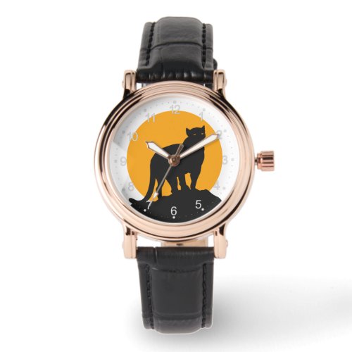 Black panther sunset silhouette watch