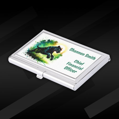 Black Panther Surroundings in Green  Business Card Case