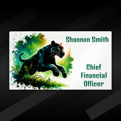 Black Panther Surroundings in Green  Business Card Magnet