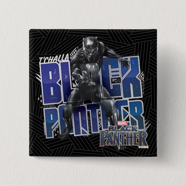 Black Panther | T'Challa - Black Panther Graphic Pinback Button (Front)