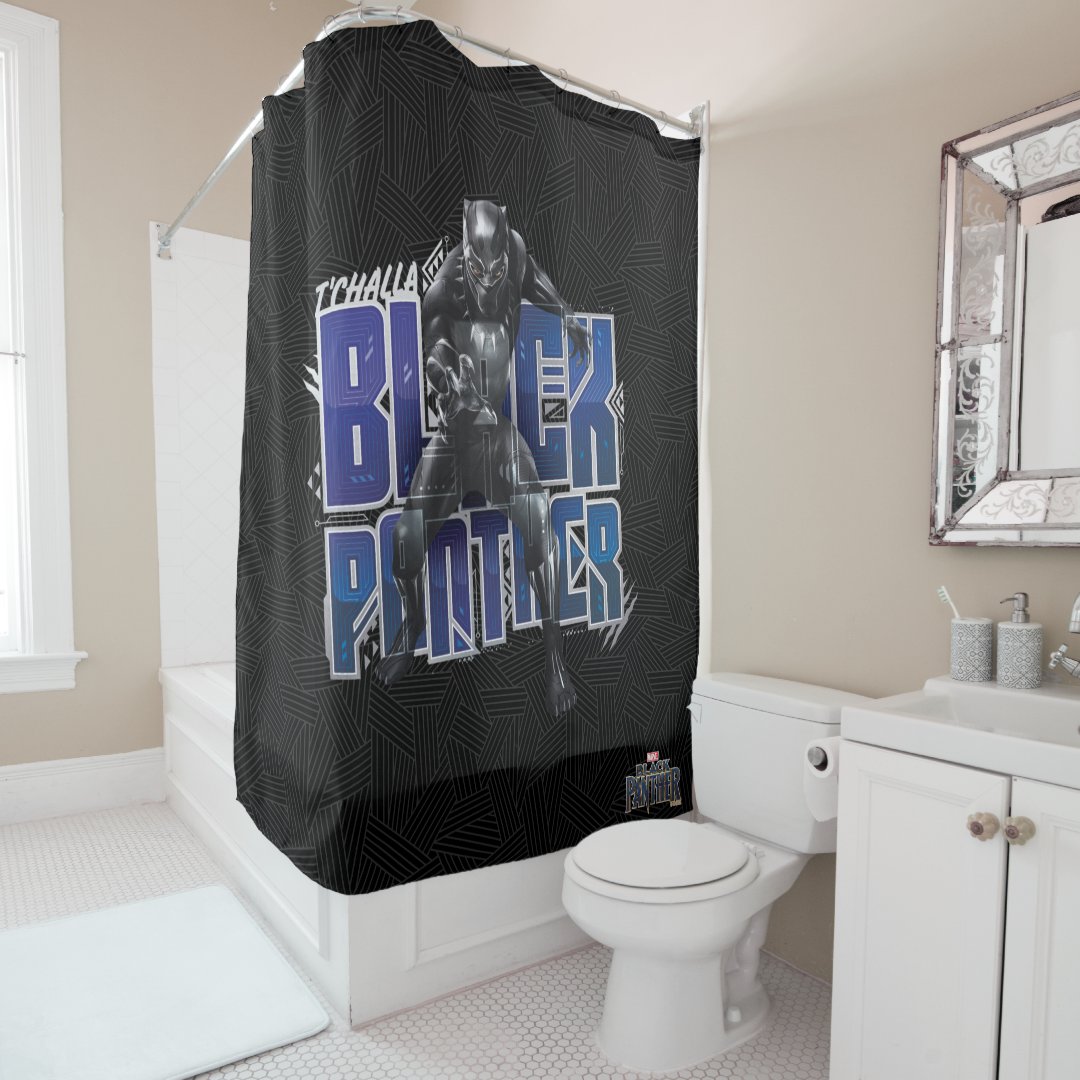 Black Panther T'Challa Black Panther Graphic Shower Curtain Zazzle