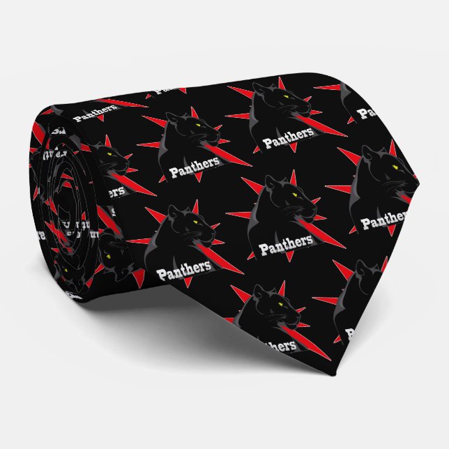 Black Panther Team Mascot  on Any Color Necktie (Rolled)