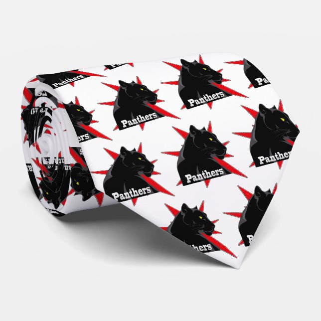 Black Panther Team Mascot  on Any Color Necktie (Rolled)