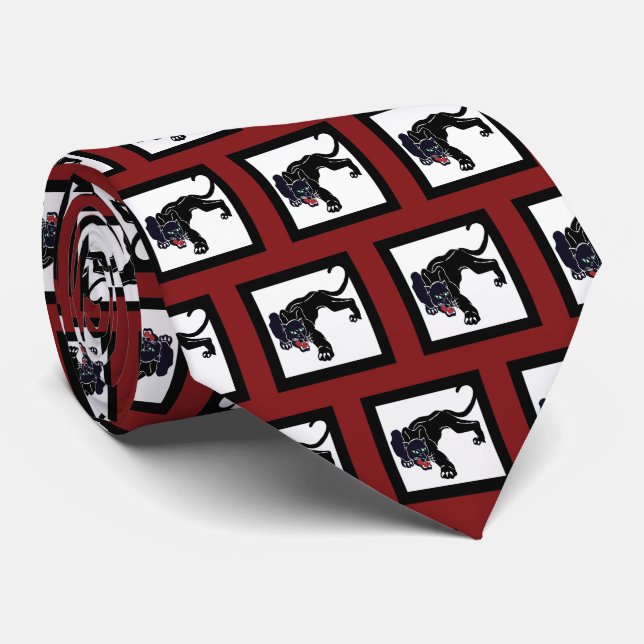 Black Panther Team Mascot  on Any Color Necktie (Rolled)