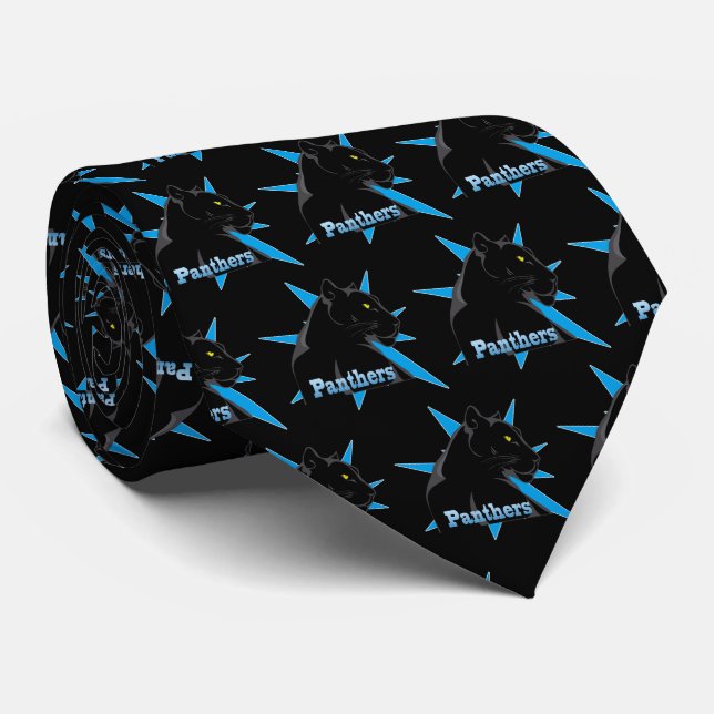 Black Panther Team Mascot  on Any Color Necktie (Rolled)
