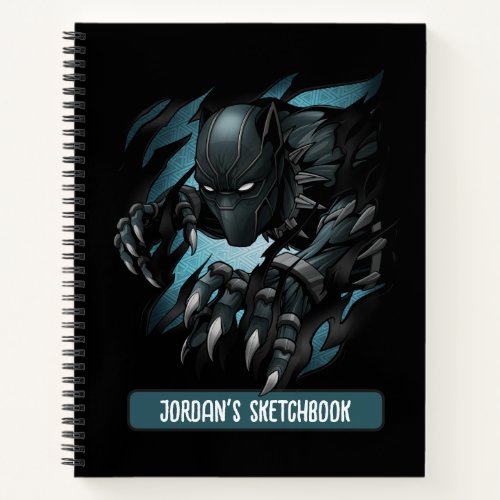 Black Panther Tearing Through Drawing Notebook