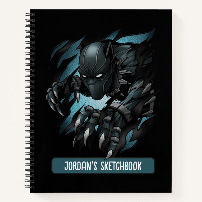 Black Panther Tearing Through Drawing Notebook (Front)