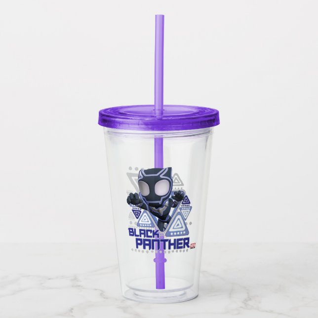 Black Panther Triangular Character Graphic Acrylic Tumbler (Front)