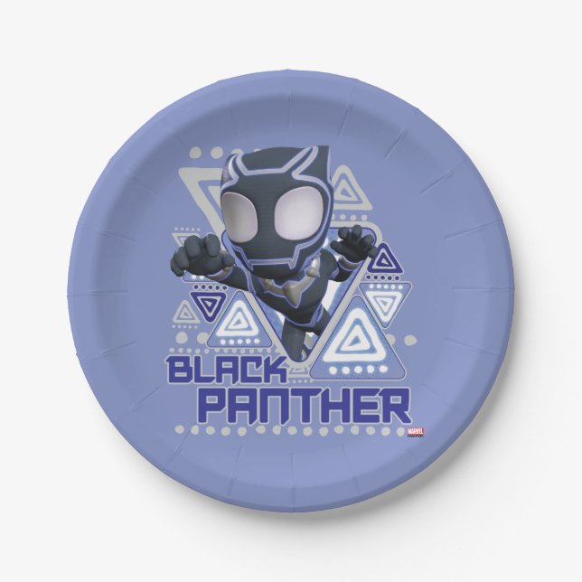 Black Panther Triangular Character Graphic Paper Plates (Front)