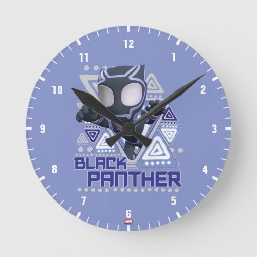 Black Panther Triangular Character Graphic Round Clock