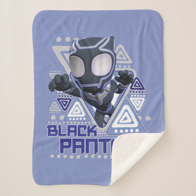 Black Panther Triangular Character Graphic Sherpa Blanket (Front)