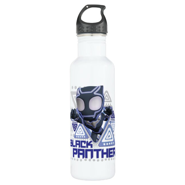 Black Panther Triangular Character Graphic Stainless Steel Water Bottle (Front)
