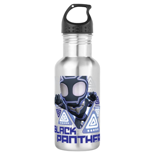 Black Panther Triangular Character Graphic Stainless Steel Water Bottle (Front)