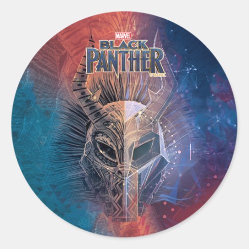 Black Panther  Tribal Mask Overlaid Art Classic Round Sticker
