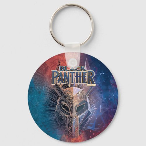 Black Panther  Tribal Mask Overlaid Art Keychain